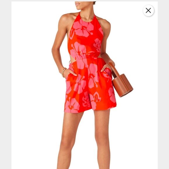 Staud Georgia tropical Floral Halter Romper Size 2 - Picture 2 of 6